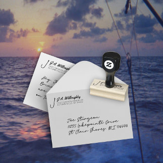 Fishing Hook Address Rubber Stamp