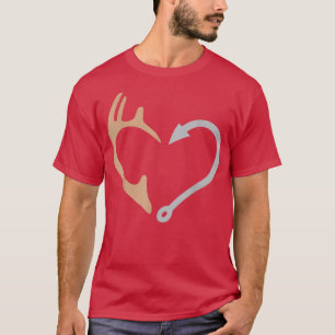 Fishing Hook And Deer Antlers Shed Hunting Fishing T-Shirt