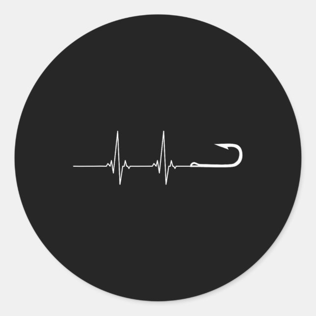 Fishing Hook Heartbeat  Classic Round Sticker (Front)