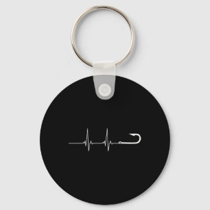 Fishing Hook Heartbeat Key Ring
