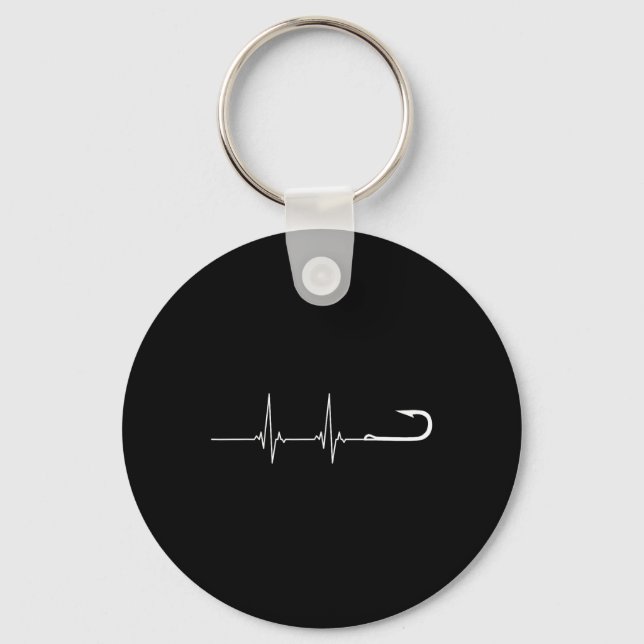Fishing Hook Heartbeat  Key Ring (Front)