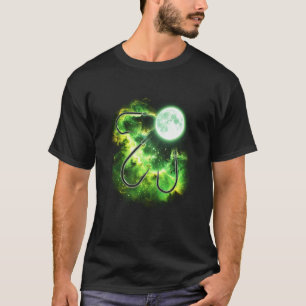 Fishing Hook Howling at The Moon Green tie dye 3 H T-Shirt