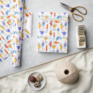 Fishing Hook Lure Fish Fishing Pattern Wrapping Paper