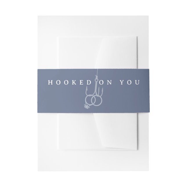 Fishing Hook Wedding Ring Hooked on You Belly Band Invitation Belly Band (Front Example)
