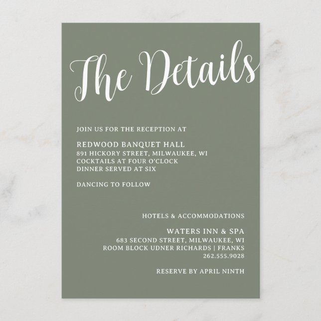 Fishing Hook Wedding Rings Details Enclosure Card (Front)