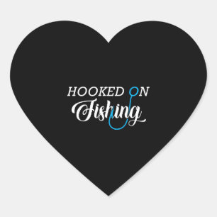 Fishing - Hooked on fishing Heart Sticker