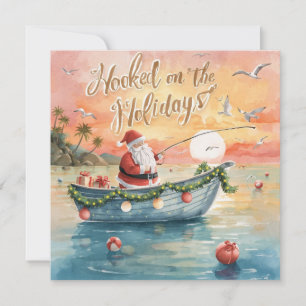 Fishing “Hooked on the Holidays” with Santa Claus Holiday Card