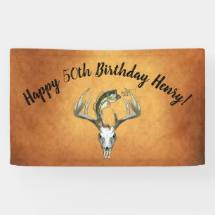 Fishing Hunting 50th Birthday Banner