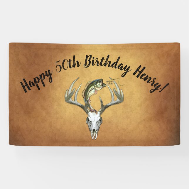 Fishing Hunting 50th Birthday Banner (Horizontal)