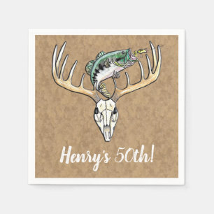 Fishing Hunting 50th Birthday Napkin