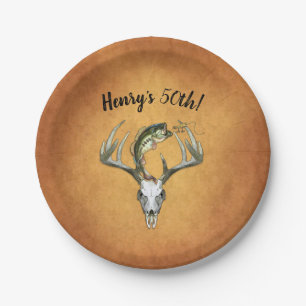 Fishing Hunting 50th Birthday Party Paper Plate