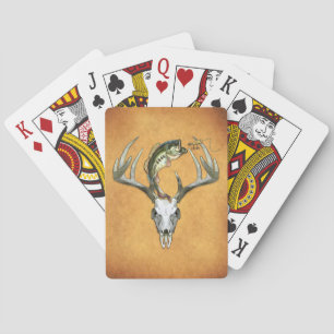 Fishing Hunting Bass Deer Skull Playing Cards