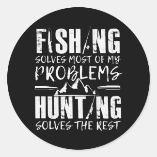 Fishing Hunting Fisher Catching Fish Hunter Classic Round Sticker