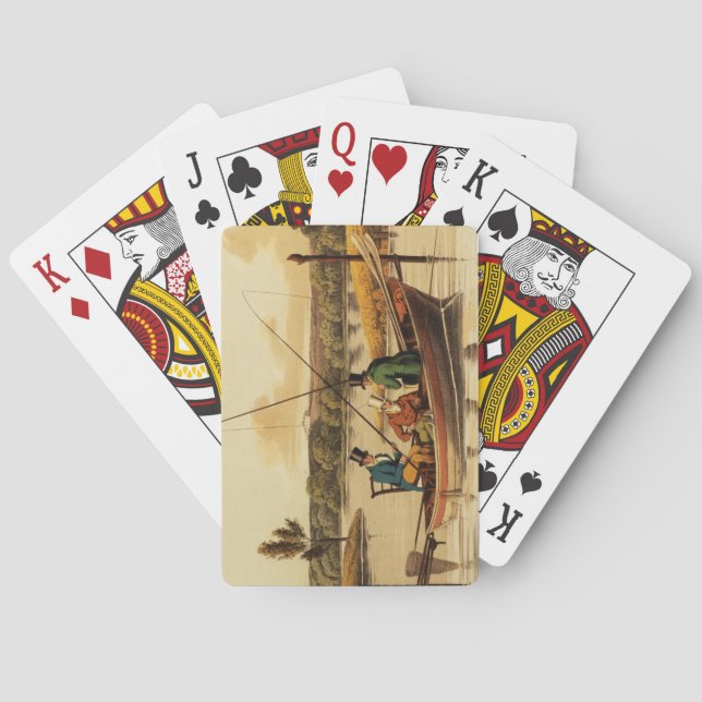 Fishing in a Punt, aquatinted by I. Clark, pub. by Playing Cards (Back)