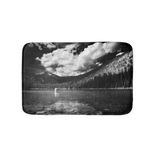 Fishing in Montana Black and White Bath Mat