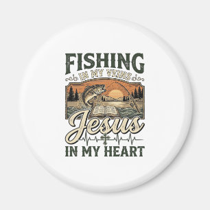 Fishing In My Veins Jesus In My Heart Vintage Magnet
