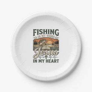 Fishing In My Veins Jesus In My Heart Vintage Paper Plate