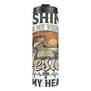Fishing In My Veins Jesus In My Heart Vintage Thermal Tumbler