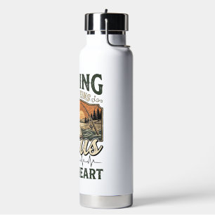 Fishing In My Veins Jesus In My Heart Vintage Water Bottle