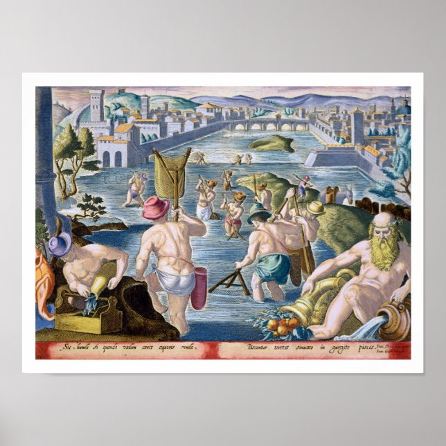 Fishing in Shallow Waters Using Nets, plate 96 fro Poster (Front)