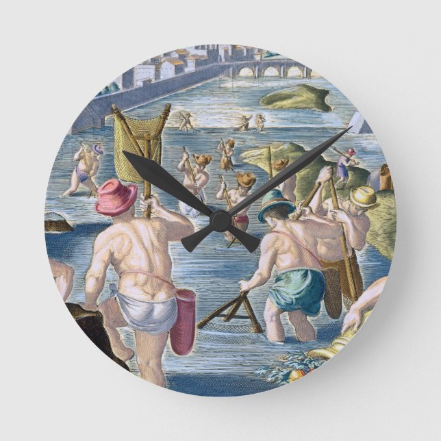 Fishing in Shallow Waters Using Nets, plate 96 fro Round Clock (Front)