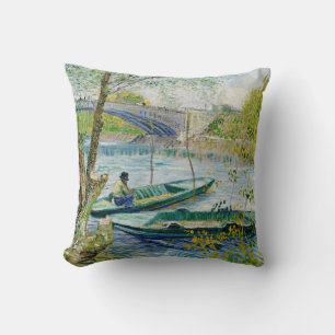 Fishing in Spring by Vincent van Gogh Cushion