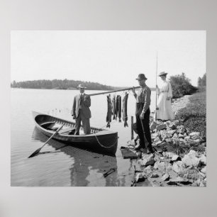 Fishing in the Adirondacks, 1903. Vintage Photo Poster