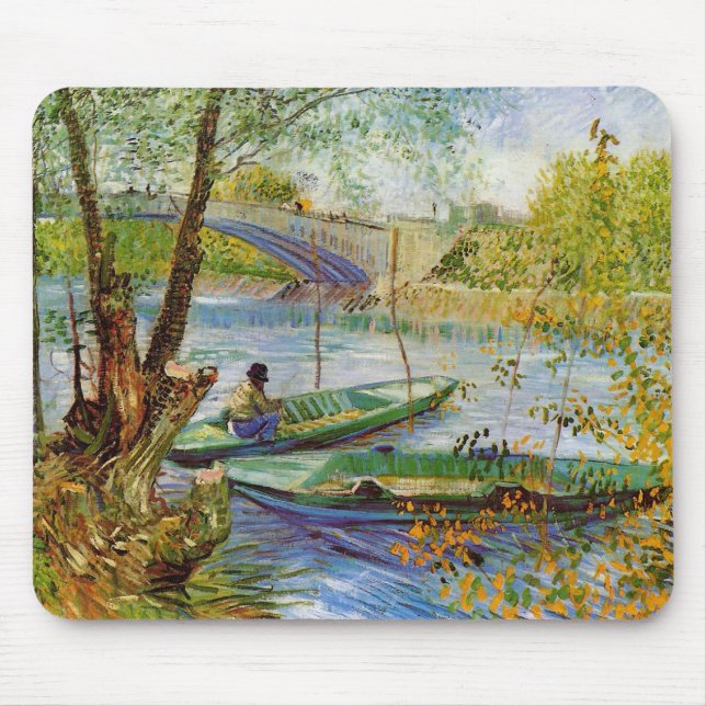 Fishing in the Spring, Vincent van Gogh (F354) Mouse Mat (Front)
