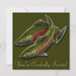 Fishing Invitations Personalised Salmon Art RSVP