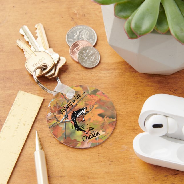 Fishing is Life Personalised Rod Reel Line Hook  Key Ring (Desk)