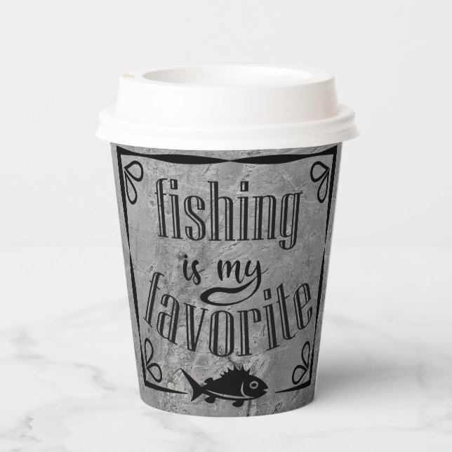 Fishing is my favourite quote  paper cups (Back)