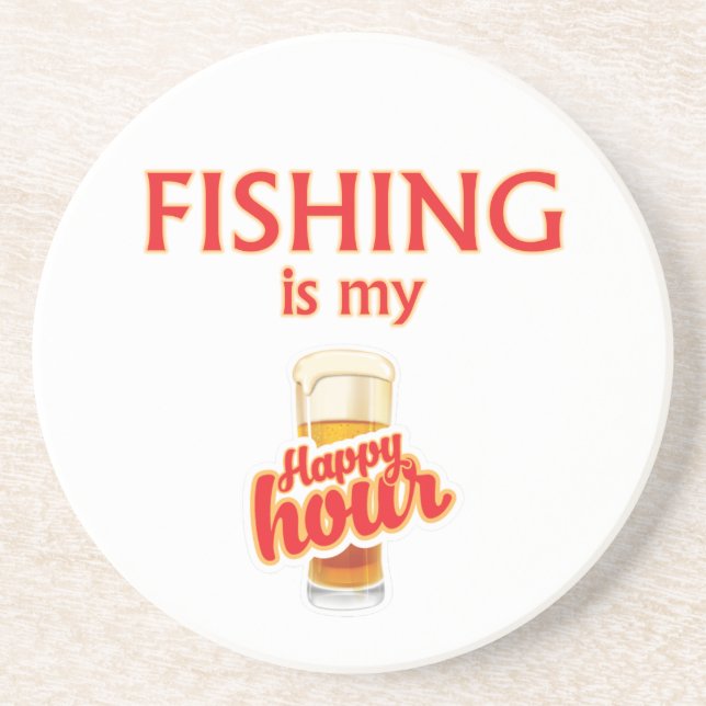 Fishing Is My Happy Hour Coaster (Front)