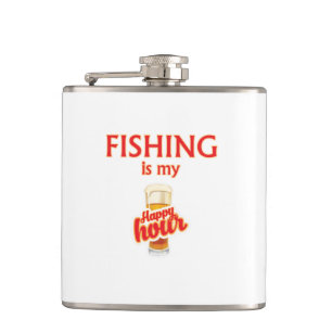 Fishing Is My Happy Hour Hip Flask