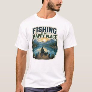 Fishing Is My Happy Place Vintage Lake Angler T-Shirt