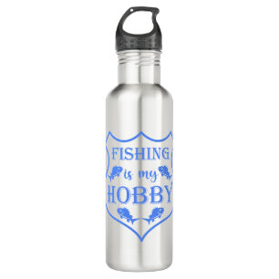 Fishing is my hobby shield quote on crest  710 ml water bottle