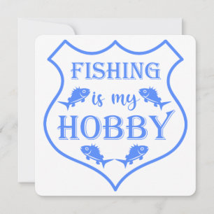 Fishing is my hobby shield quote on crest holiday card