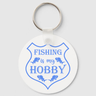 Fishing is my hobby shield quote on crest key ring