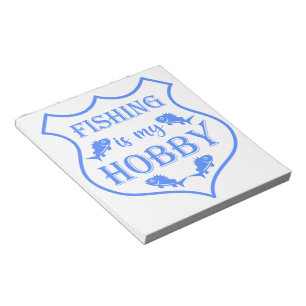 Fishing is my hobby shield quote on crest notepad