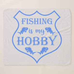 Fishing is my hobby shield quote on crest sherpa blanket