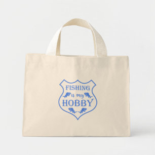 Fishing is my hobby shield quote on crest  tote ba