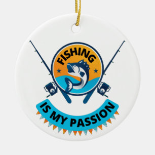 Fishing Is My Passion , lets go fishing T-Shirt Ceramic Tree Decoration