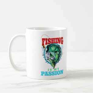 Fishing is my Passion, Vintage Fishing Gift Idea Coffee Mug