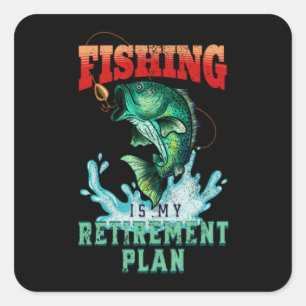 Fishing is my Retirement Plan, Vintage Fishing  Square Sticker