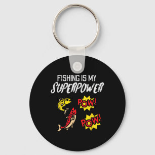 Fishing Is My Superpower Funny Fisherman Boys Kids Key Ring