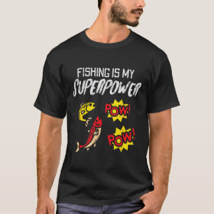 Fishing Is My Superpower Funny Fisherman Boys Kids T-Shirt