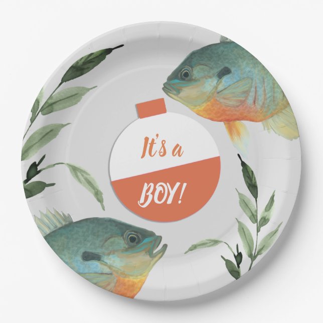 Fishing Its a Boy Baby Shower Paper Plate (Front)