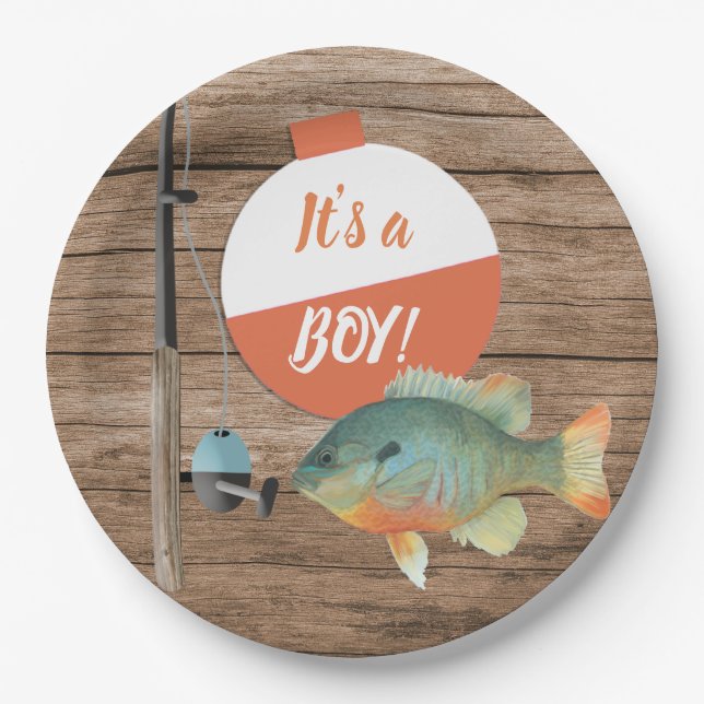 Fishing Its a Boy Baby Shower Paper Plate (Front)