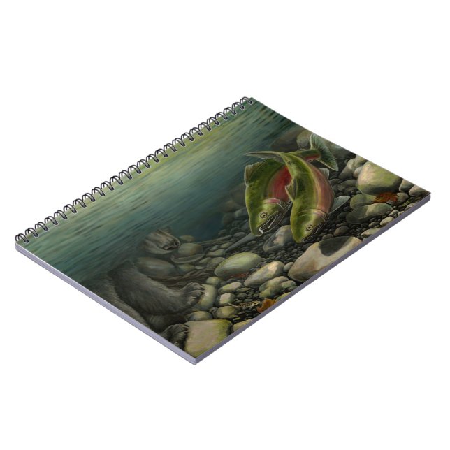 Fishing Journal Custom Bear Wildlife Art Notebook (Left Side)