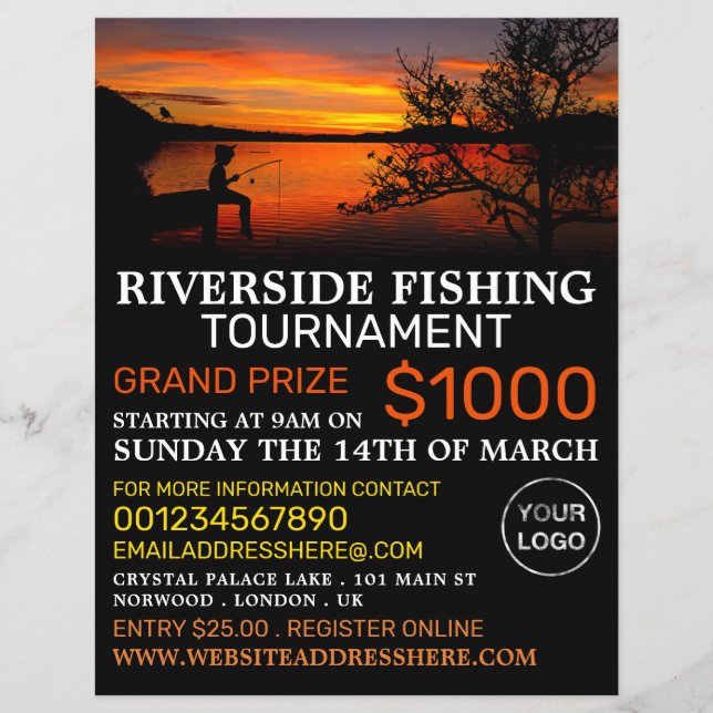 Fishing Lake Landscape, Fishing Tournament Event Flyer (Front)