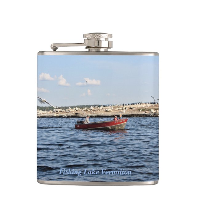 Fishing Lake Vermilion Hip Flask (Front)